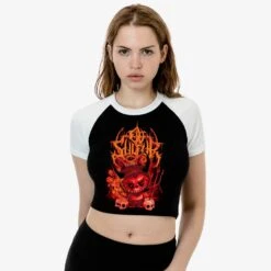 Ov Sulfur "LABUrden Ov Faith Cropped Raglan" Girls T-shirt -Bandtees Store 68e95042361f72b9294084789a08b624