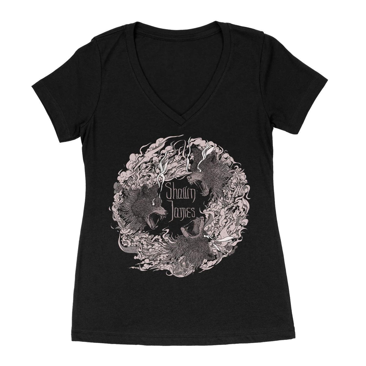 Shawn James "Wolf Triad V-Neck" Girls T-shirt 3 Shawn James "Wolf Triad V-Neck" Girls T-shirt