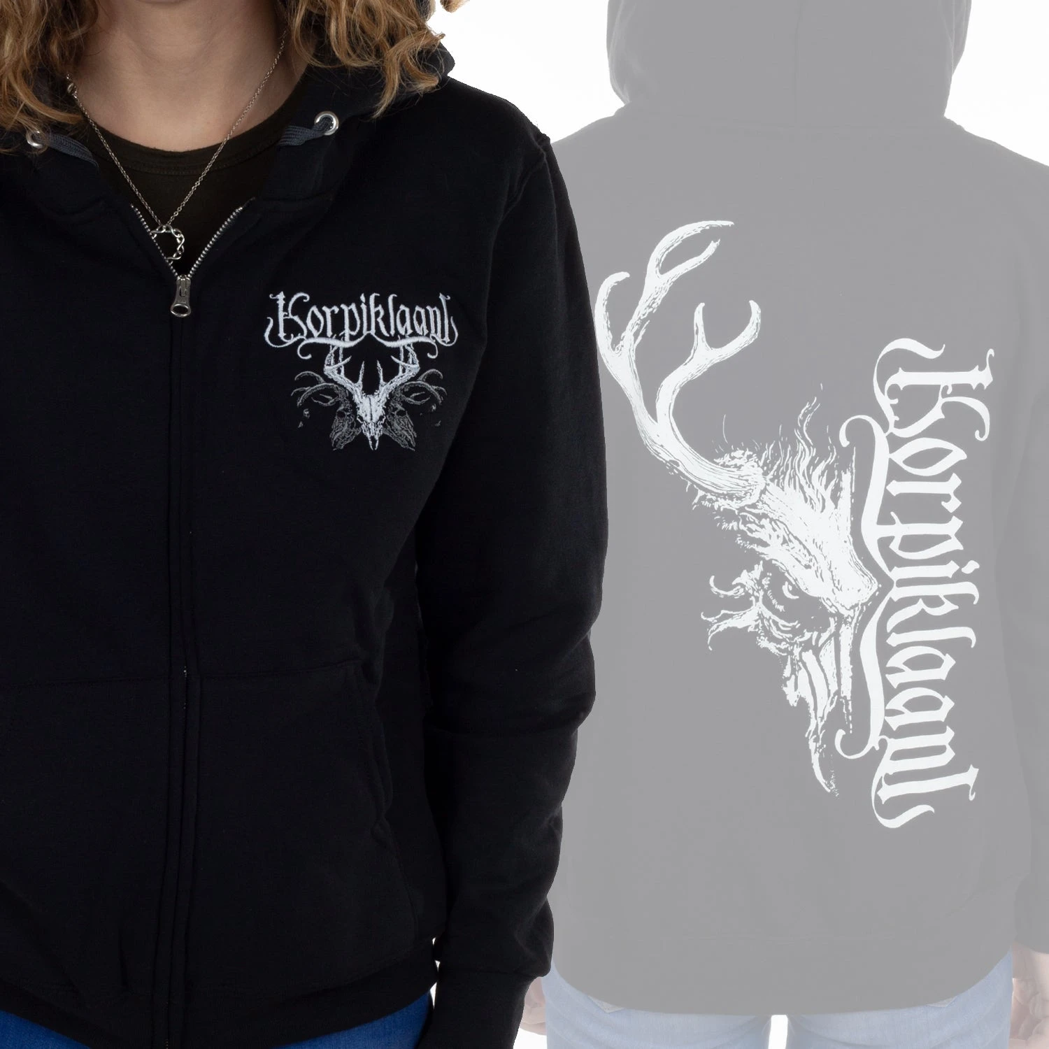 Korpiklaani "Skull" Girls Zipup Hoodie 3 Korpiklaani "Skull" Girls Zipup Hoodie